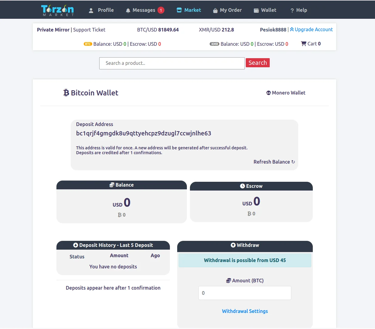 Torzon Market Secure Cryptocurrency Wallet for Bitcoin and Monero